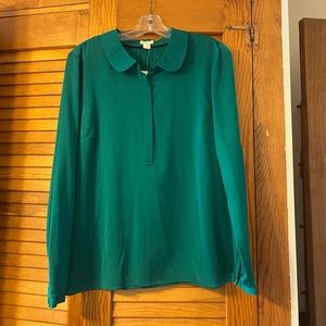 J. Crew Emerald Green Long Sleeve Button Front Shirt Blouse NWT